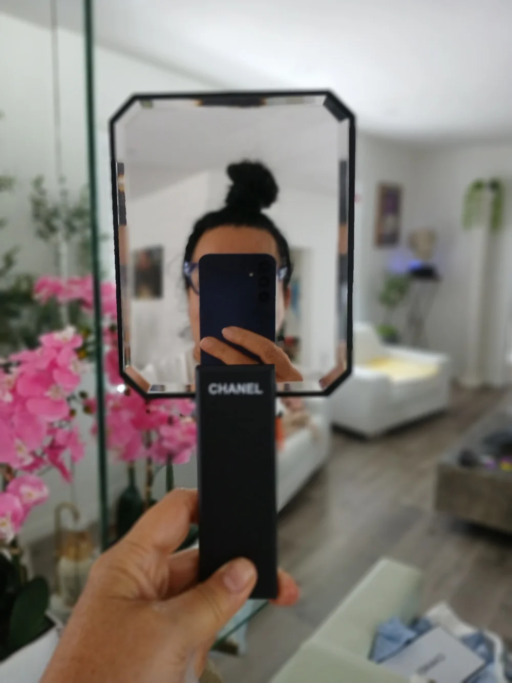 CHANEL Black Hand Mirror